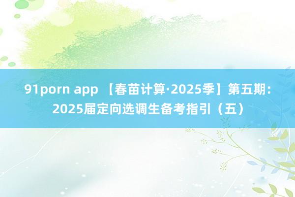 91porn app 【春苗计算·2025季】第五期：2025届定向选调生备考指引（五）