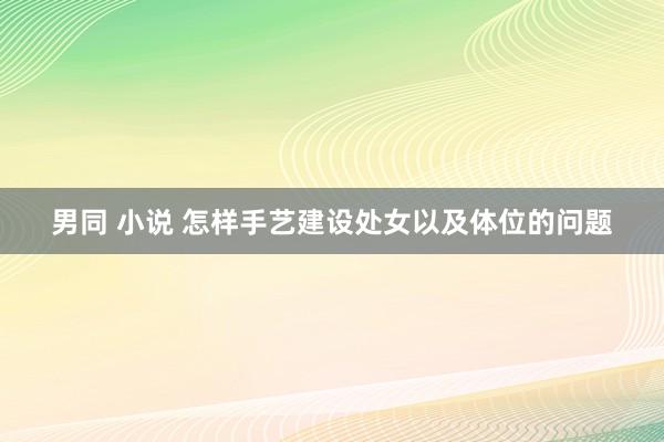 男同 小说 怎样手艺建设处女以及体位的问题